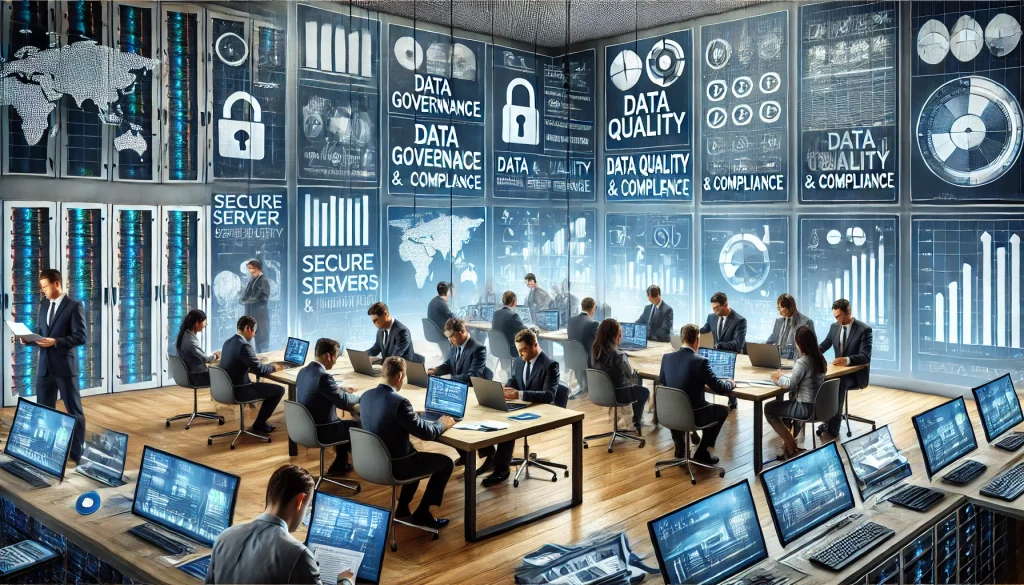 DALL·E-2024-07-09-03.56.38-A-realistic-image-representing-data-governance-data-quality-and-compliance.-The-image-features-a-corporate-office-environment-with-professionals-ana